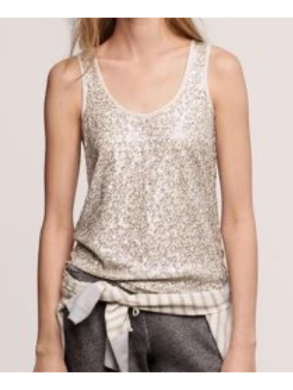 J CREW silver sequin scoop neck tank top sz L